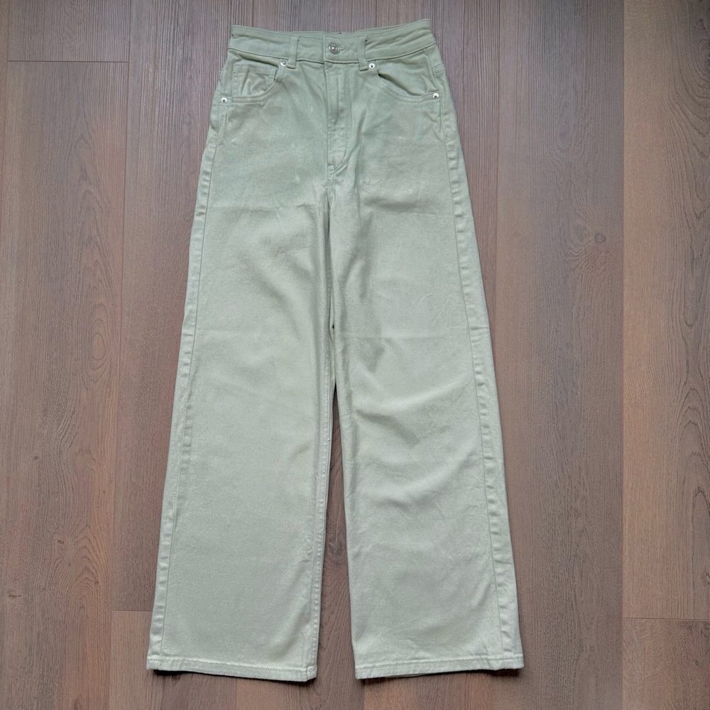 Wide Jeans Women Size 4 Light Green